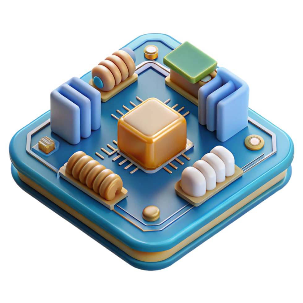 spectacular energetic coastal Circuit board with intricate details with Transparent Background impeccable png