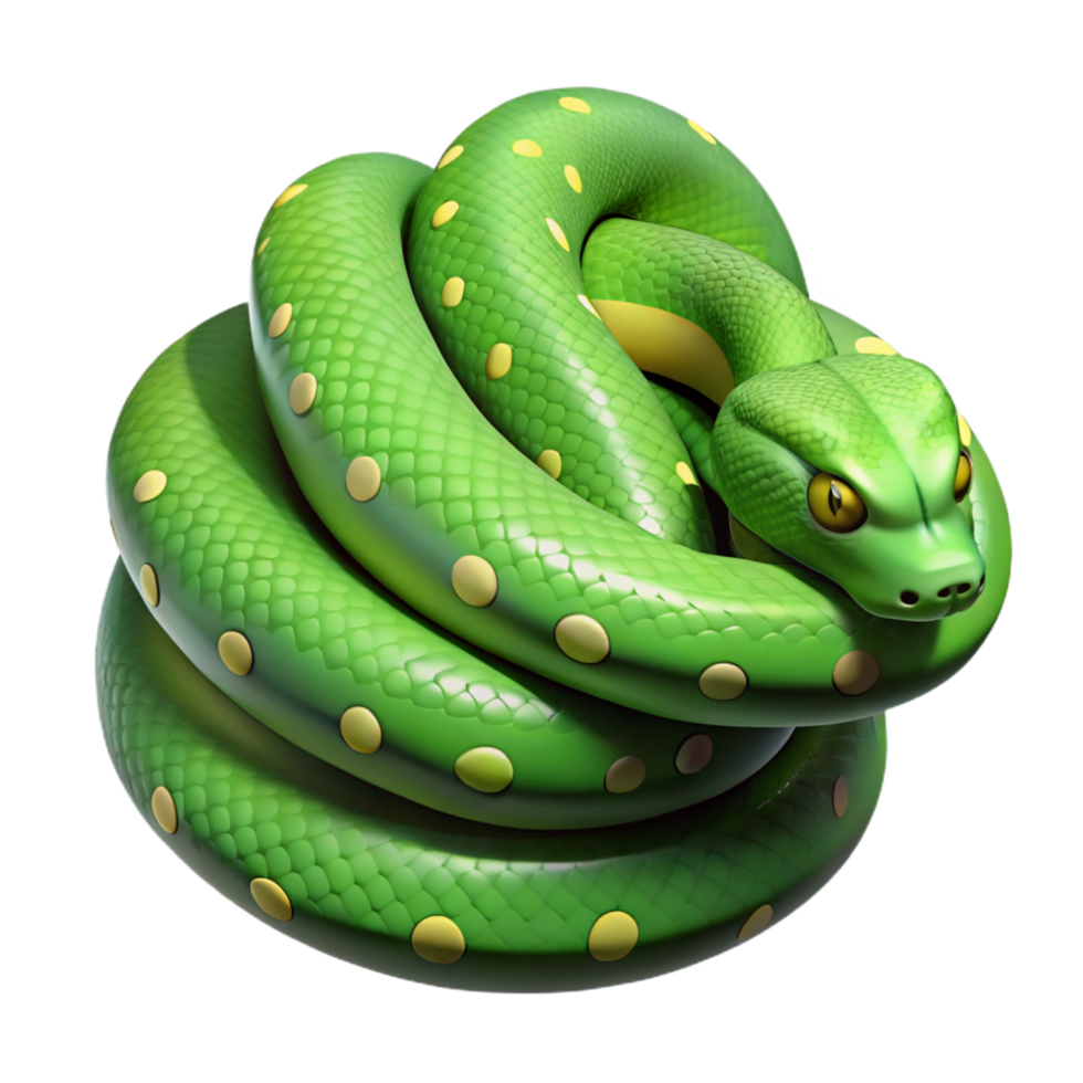 radiant nordic A coiled green tree python with scales with Transparent Background detailed png