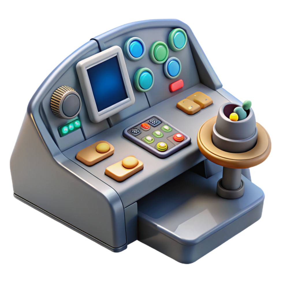 exquisite distinctive Spaceship cockpit control panel, buttons, levers, screens with Transparent Background png