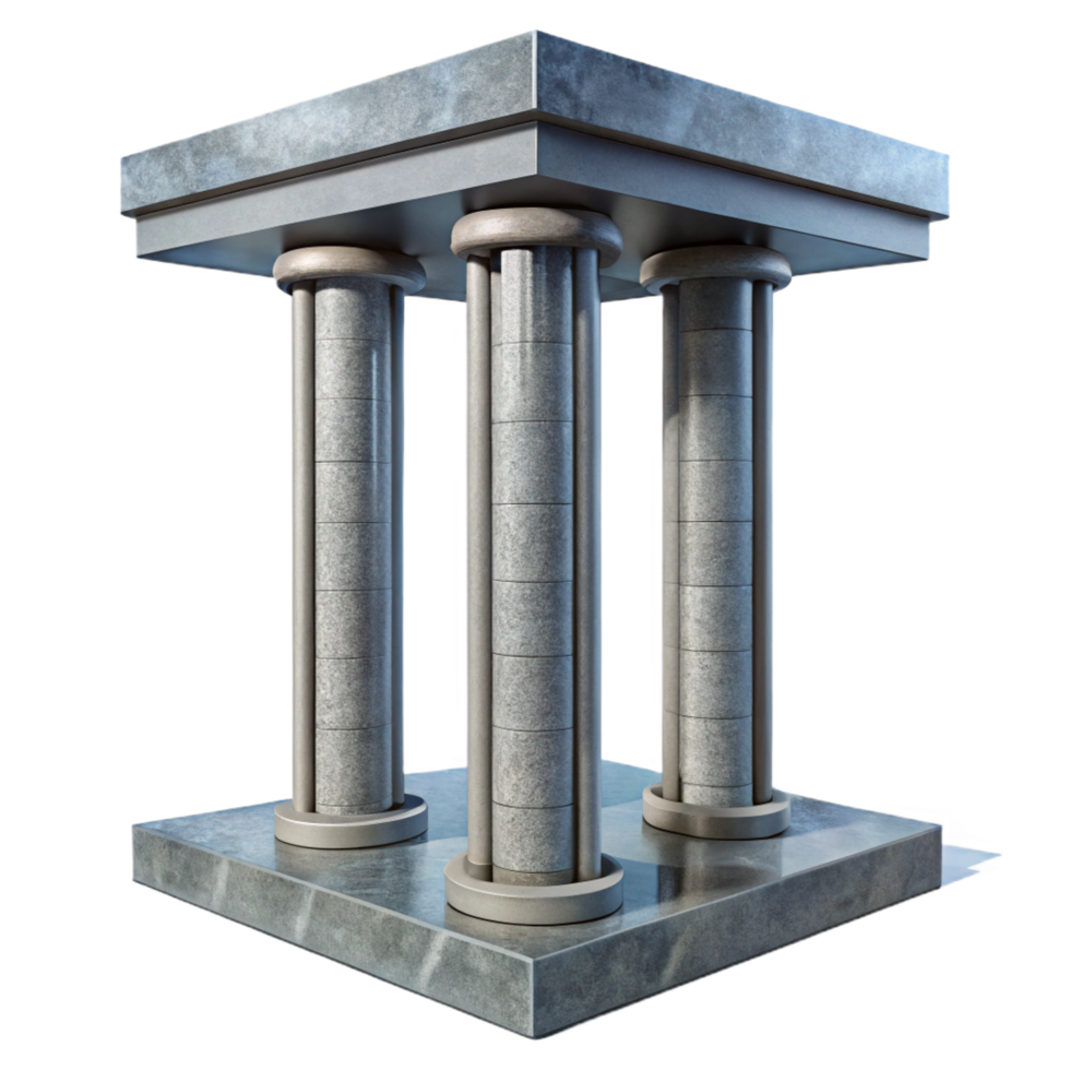exemplary rustic Concrete pillar support structure, with Transparent Background detailed png