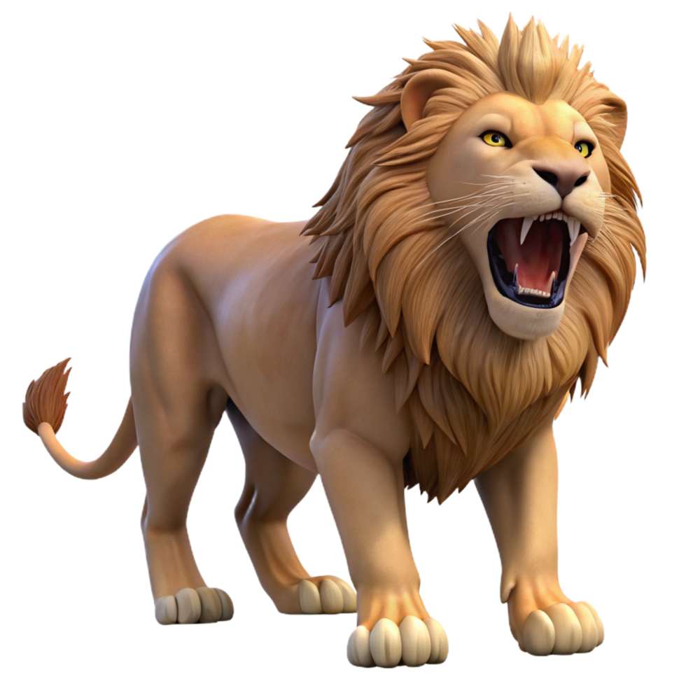 memorable abstract A powerful African lion, roaring with Transparent Background elite png