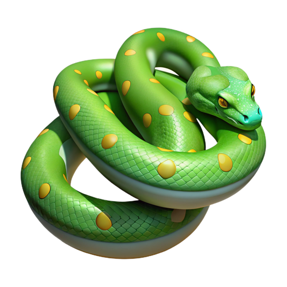 distinctive classic A slithering green tree python with Transparent Background premium png