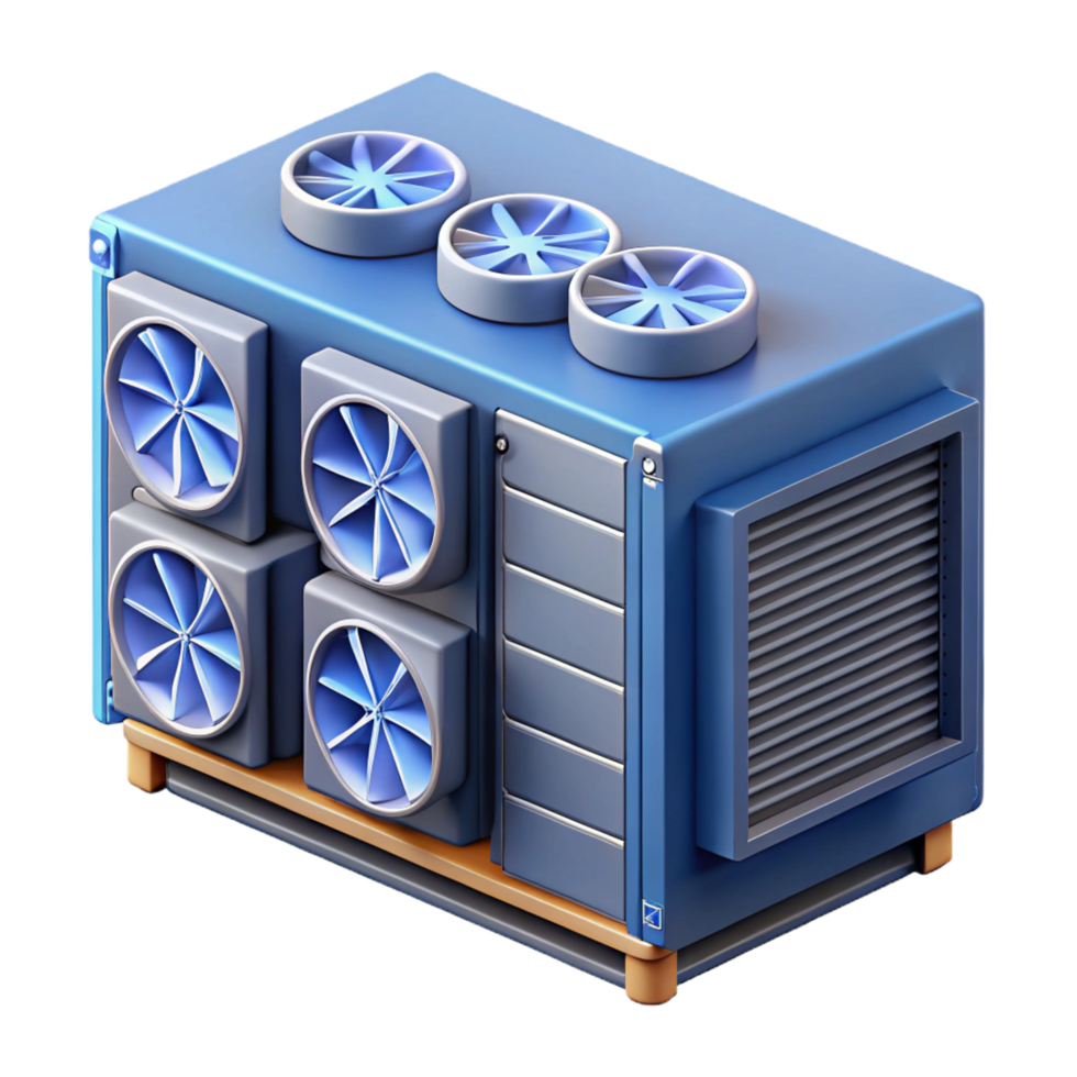 sumptuous mid-century Server rack with cooling fans with Transparent Background studio quality png