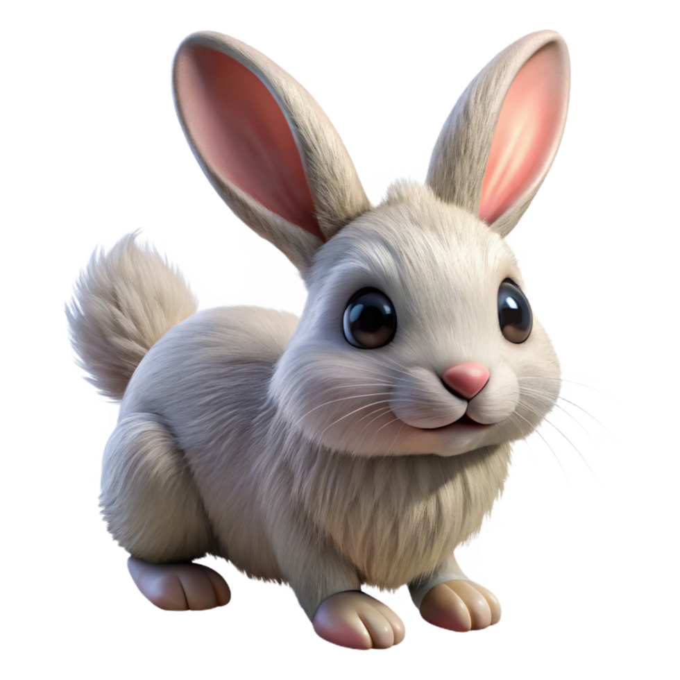 striking romantic geometric A hopping fluffy bunny rabbit with long ears with Transparent Background professional png