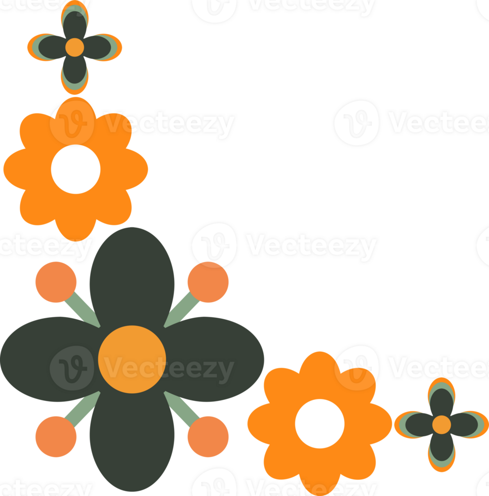 Floral Geometry corner with Bright, Simple Blooms png