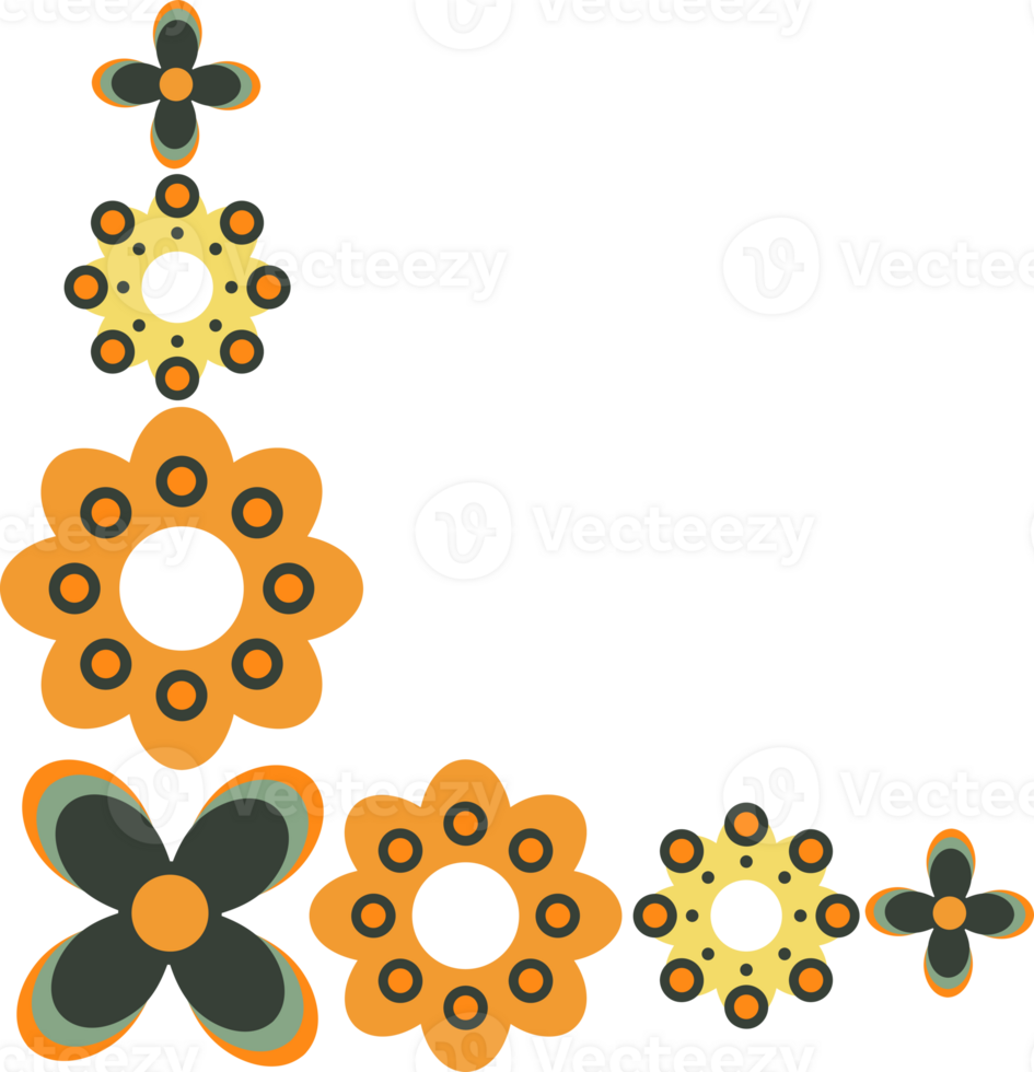 Pastel Flowers corner with Abstract Shapes png