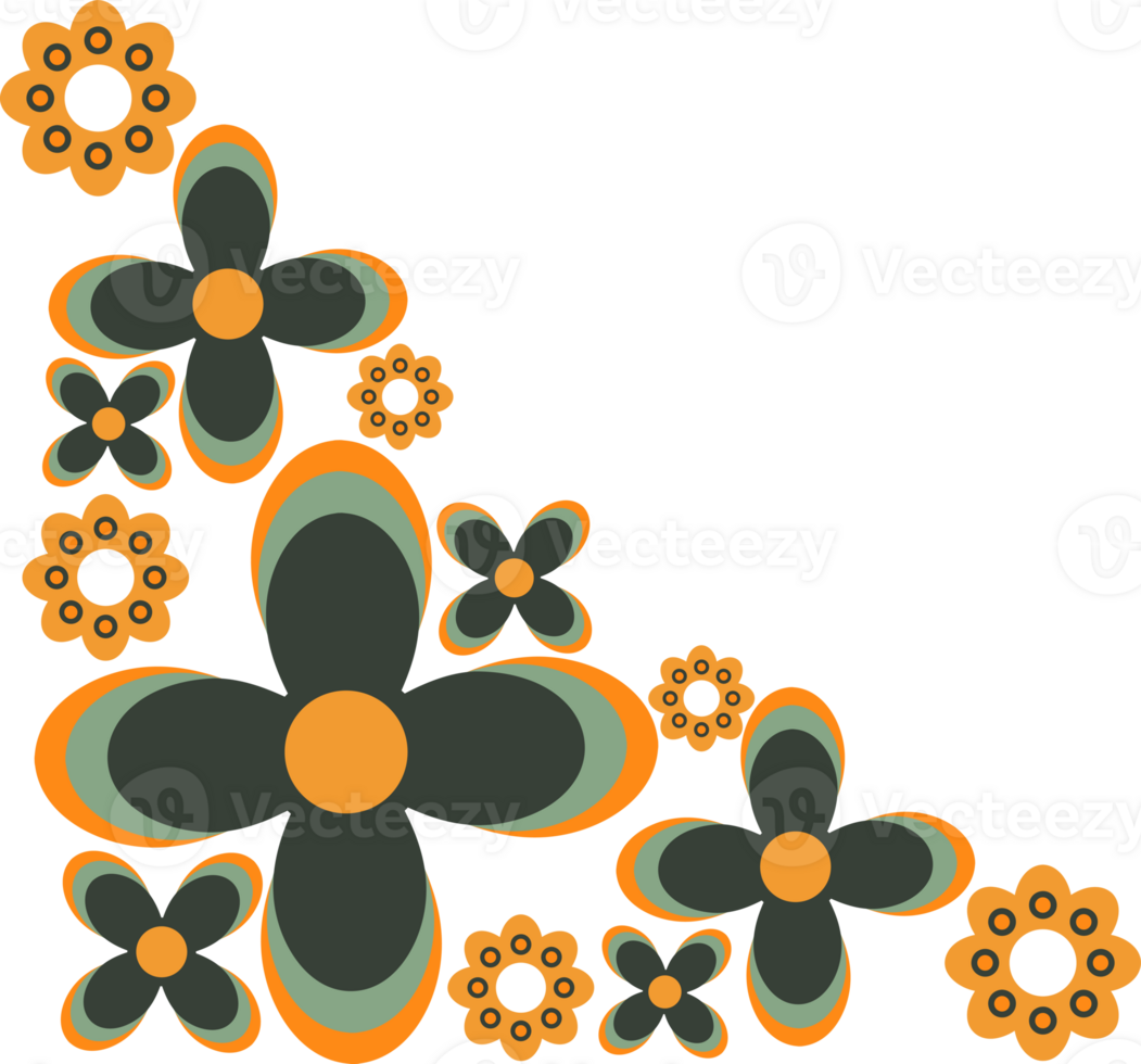 Delicate Petals corner in Bold Modern Lines png