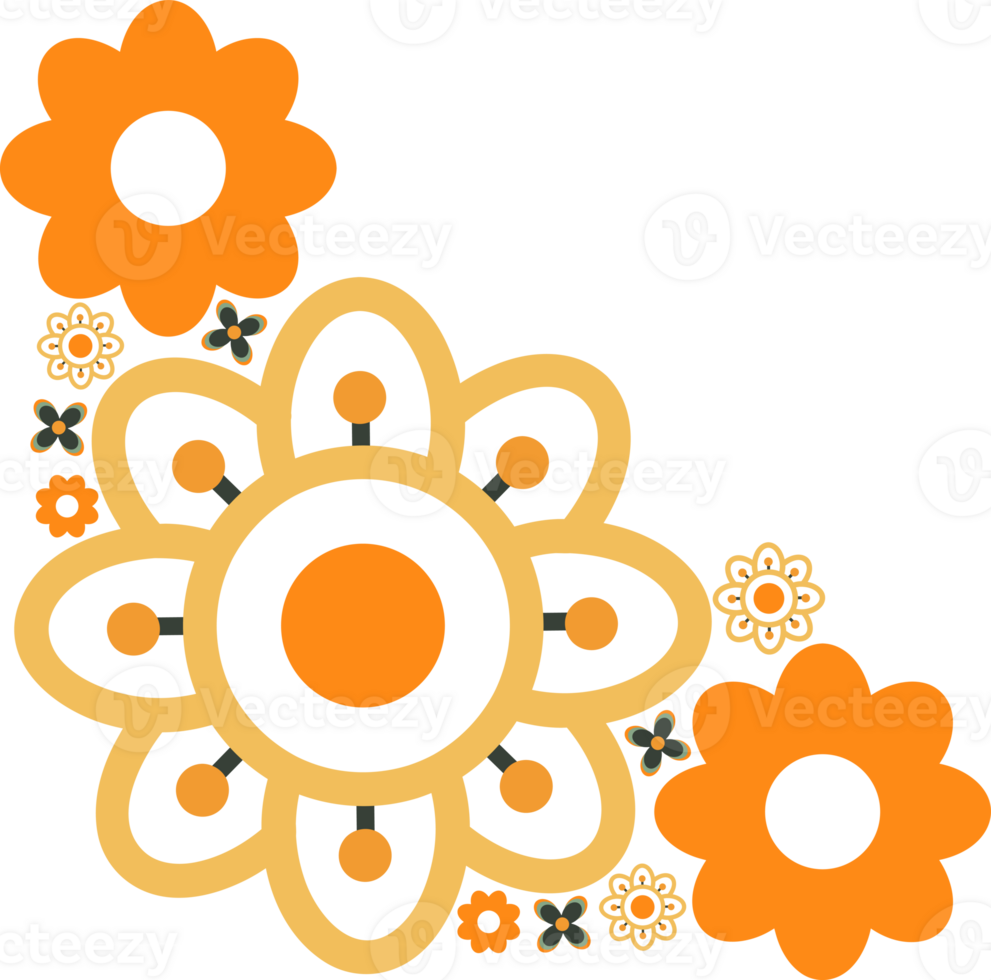 Modern Petals corner with Clean, Flat Lines png