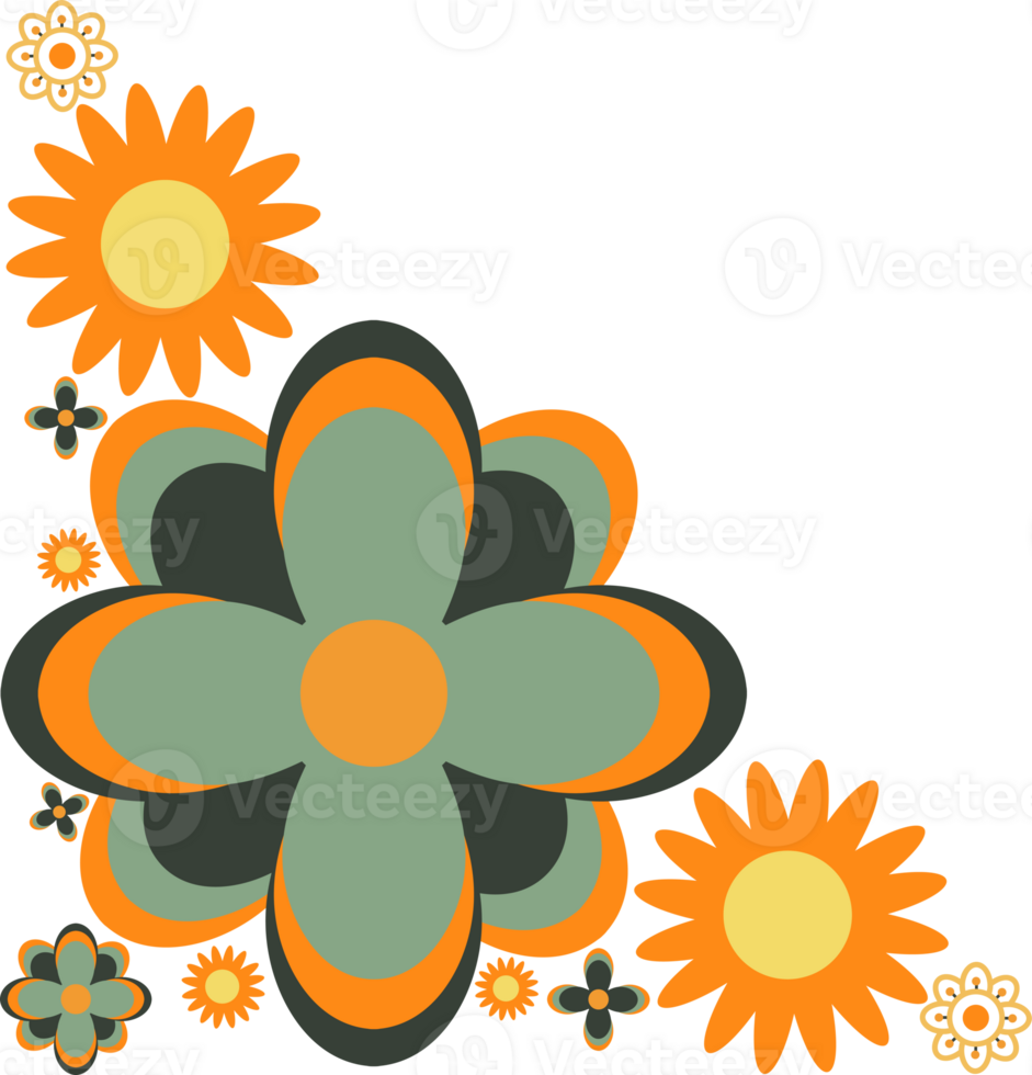 Modern Flower corner Designs in Bold Shapes png