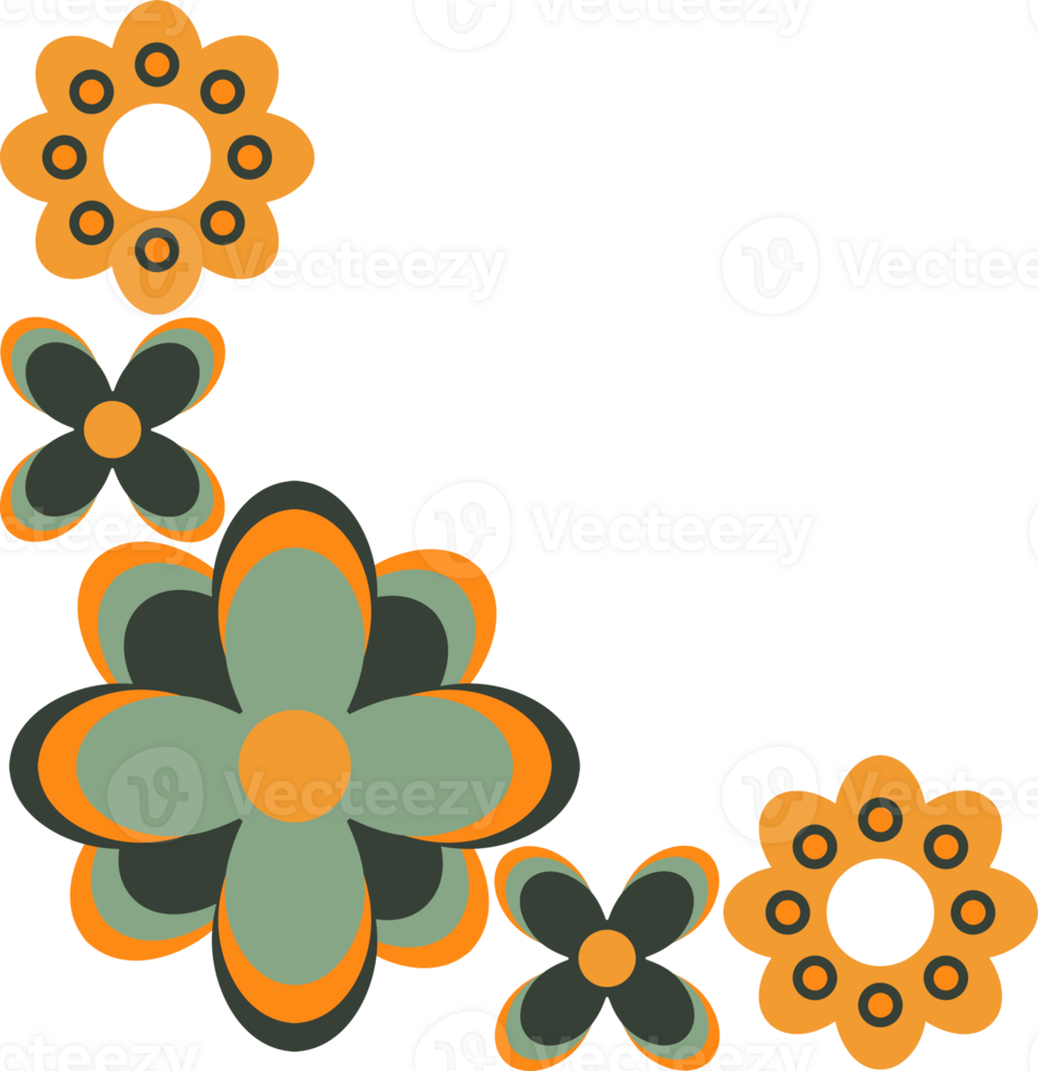 Bold Floral corner Designs with Soft colour png