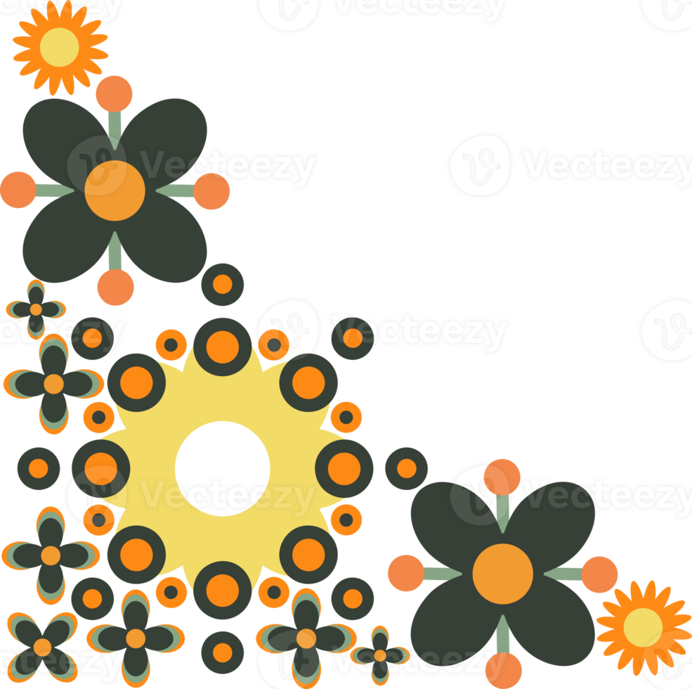 Vivid Floral corner Shapes in Flat Form png
