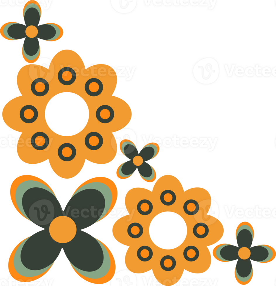 Stylized Petals corner in Bold, Flat Design png