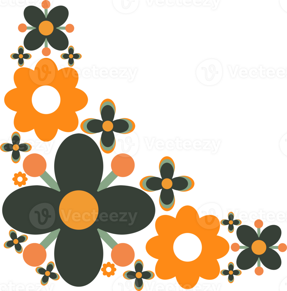 Whimsical Flowers corner in Flat, Bold Style png