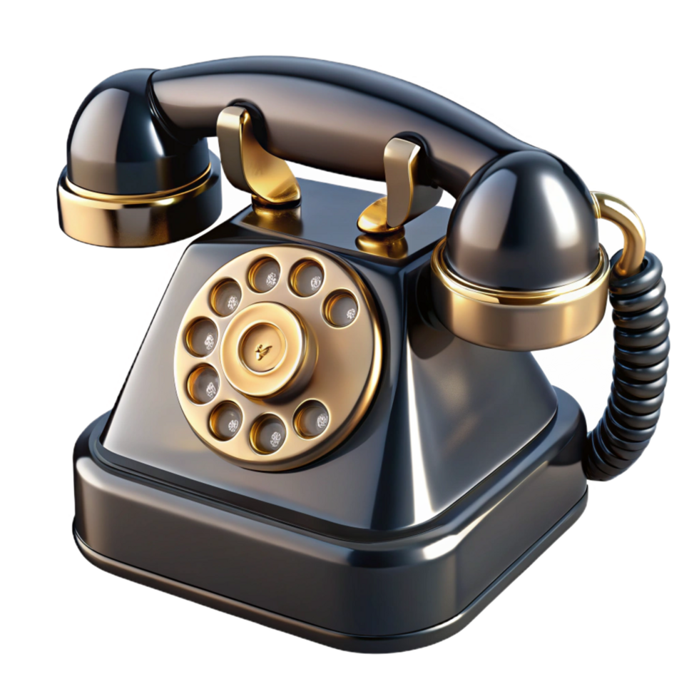 gorgeous dynamic abstract A vintage rotary telephone, black and shiny with Transparent Background elite png