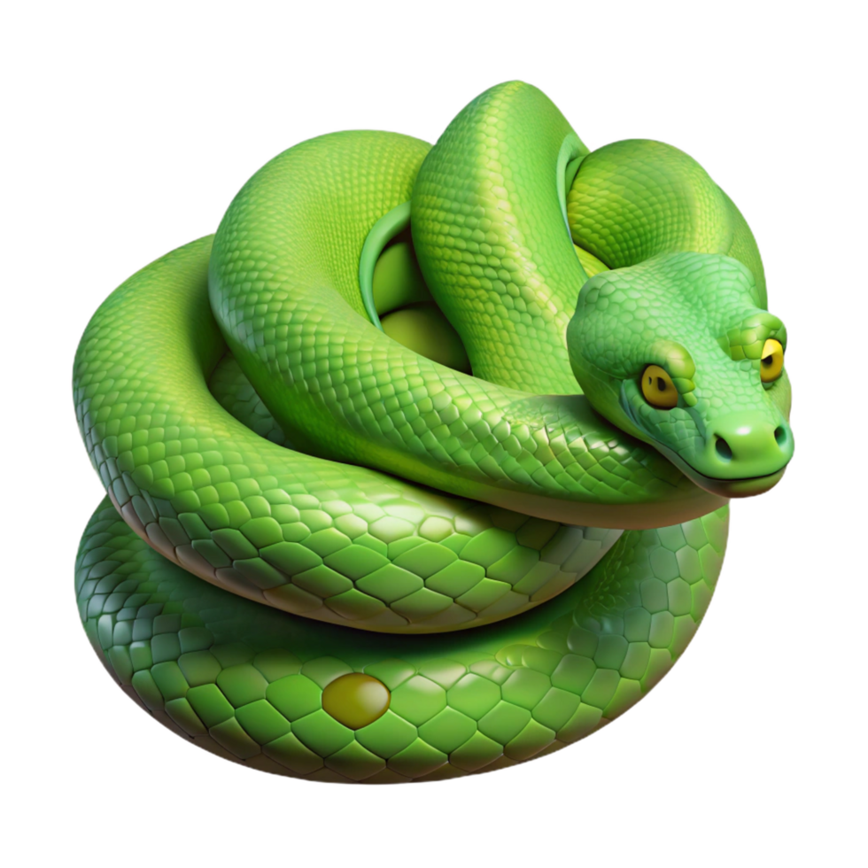 sought-after creative A coiled green tree python with scales with Transparent Background fine detail png