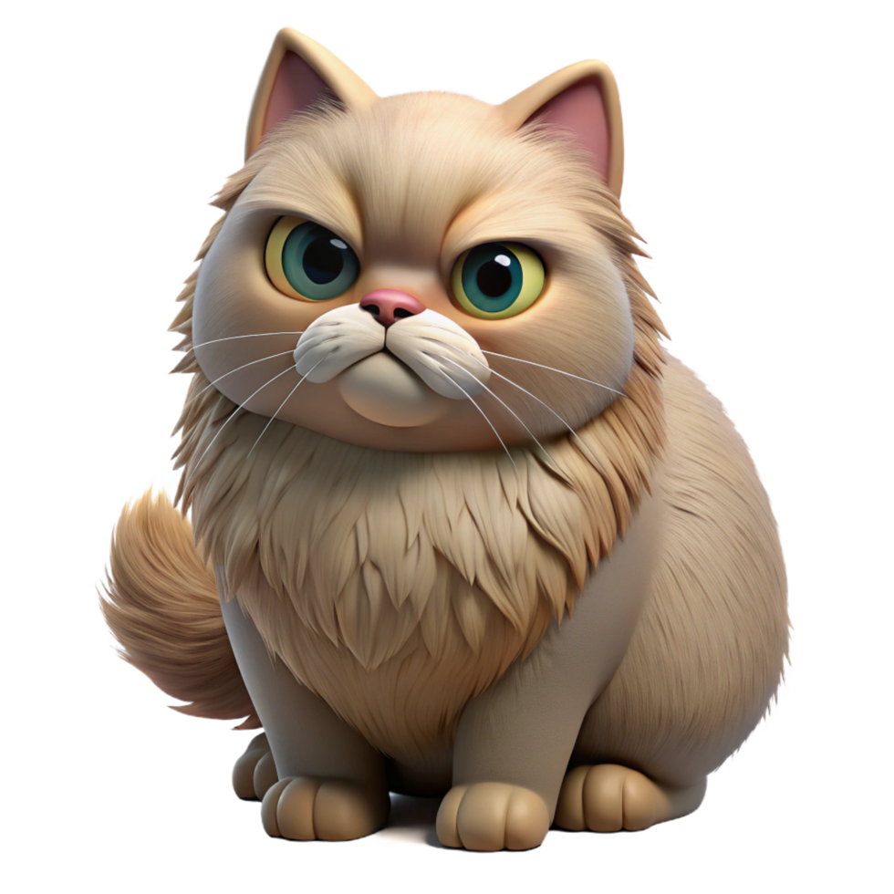 intense hypnotic A grumpy Persian cat with fluffy fur with Transparent Background artisan png