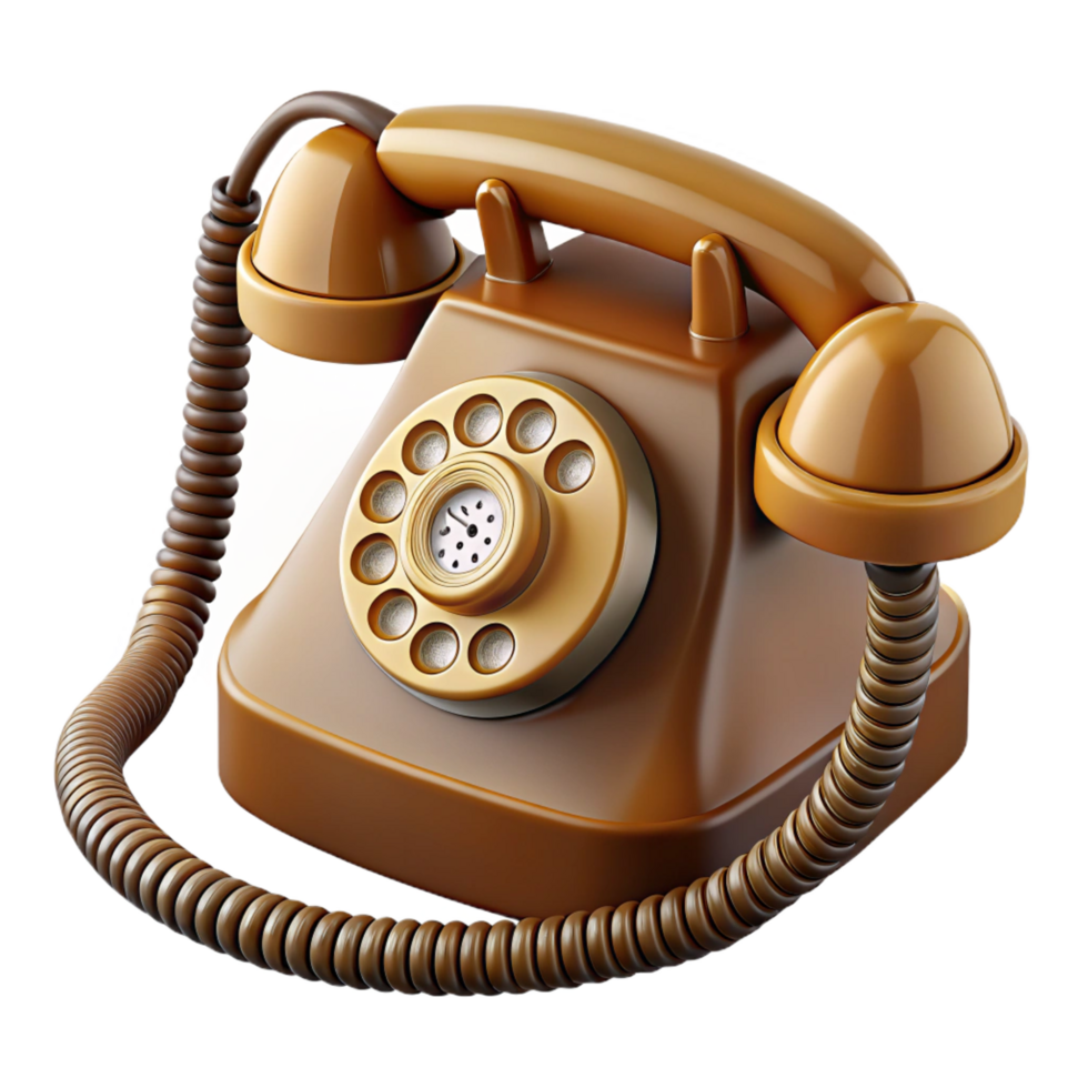 alluring energetic abstract Photorealistic, isolated cutout Ultra-detailed professional render of a vintage, Bakelite telephone with rotary dial and coiled cord with Transparent Background handcrafted png