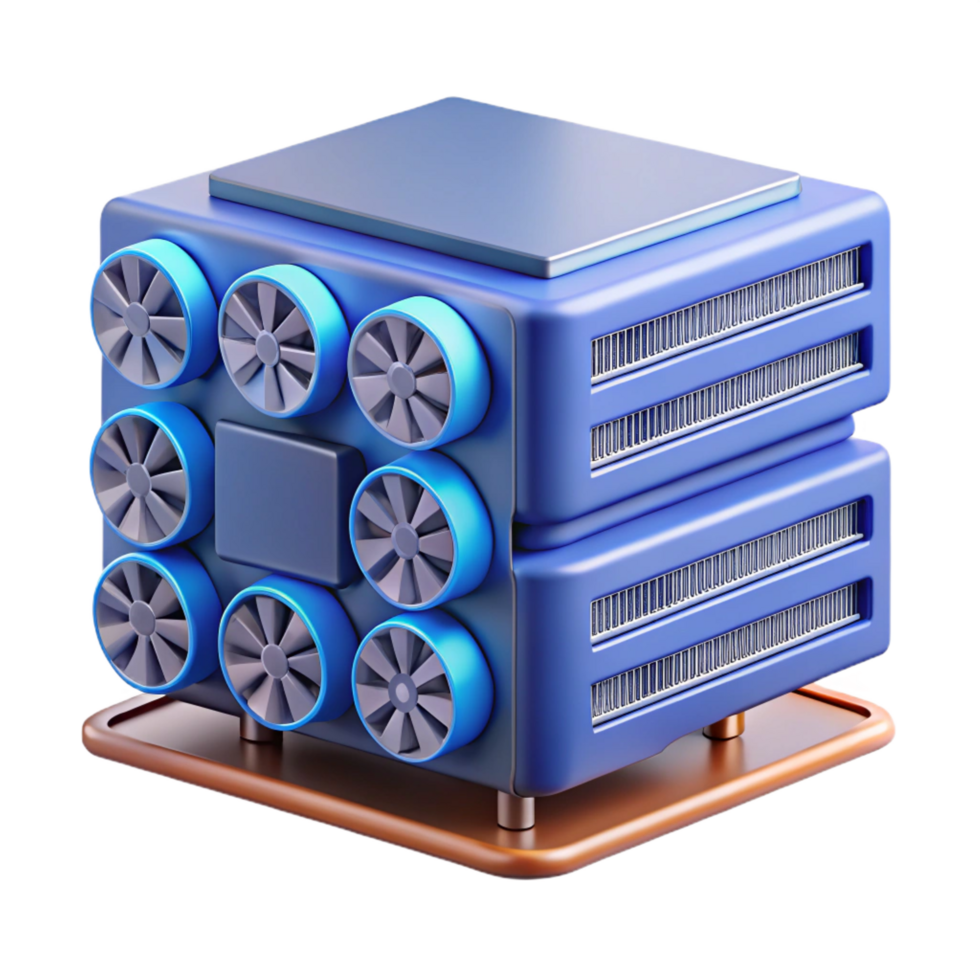 magnificent classic Server rack with cooling fans with Transparent Background 8K png