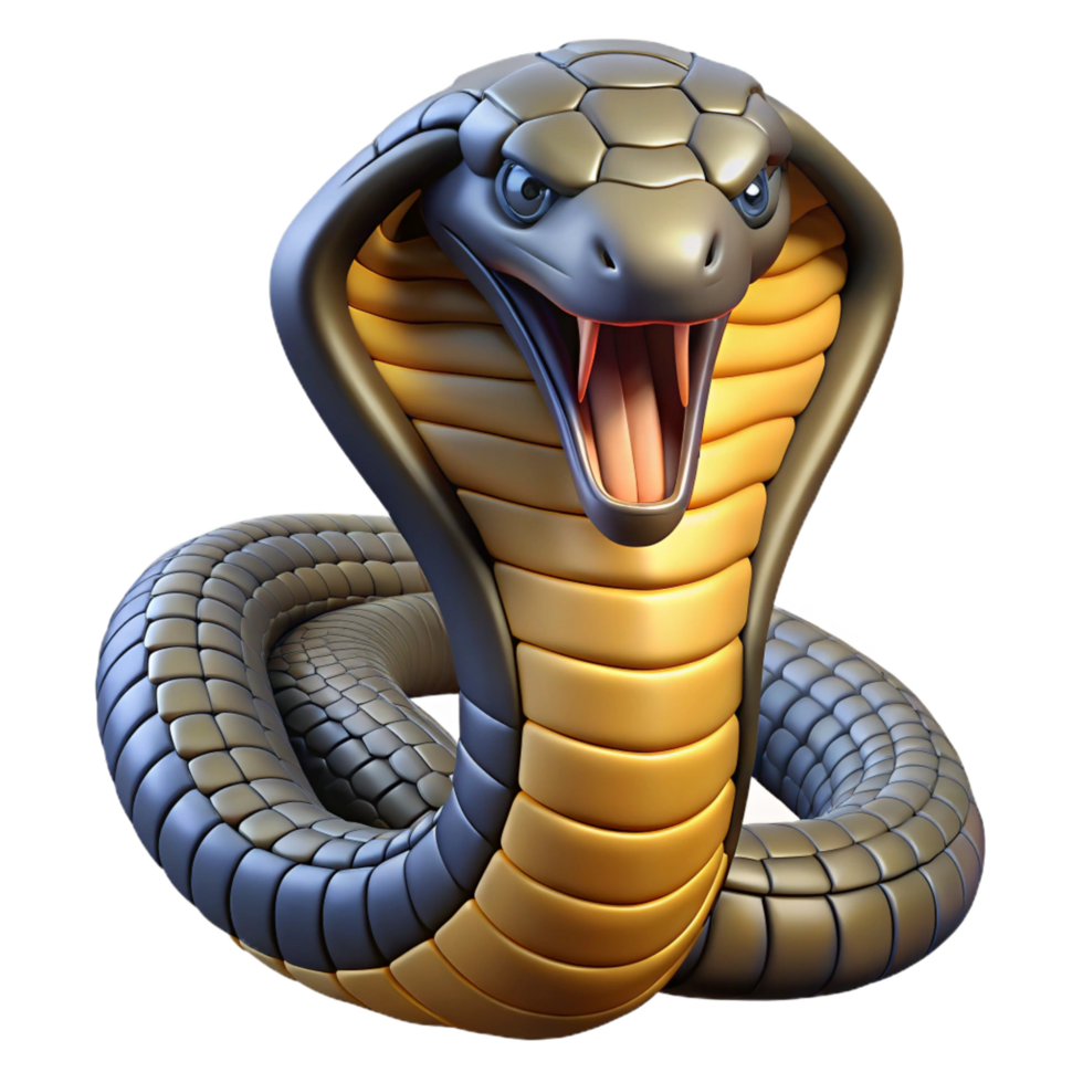 iconic classic A striking king cobra snake with hood flared with Transparent Background premium png