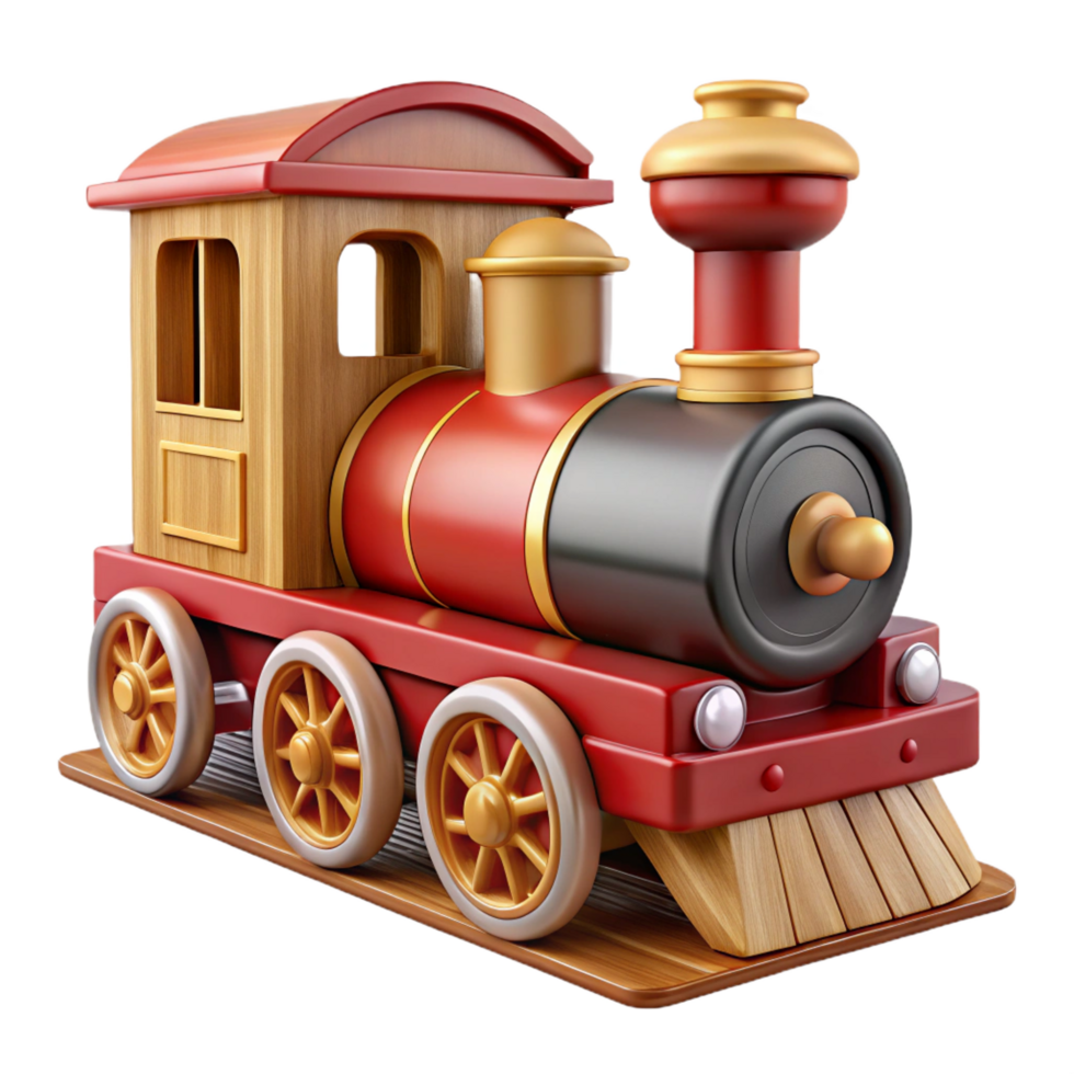 wonderful rare Ultra-detailed, isolated cutout of a vintage wooden toy train, photorealistic, professional render with Transparent Background png