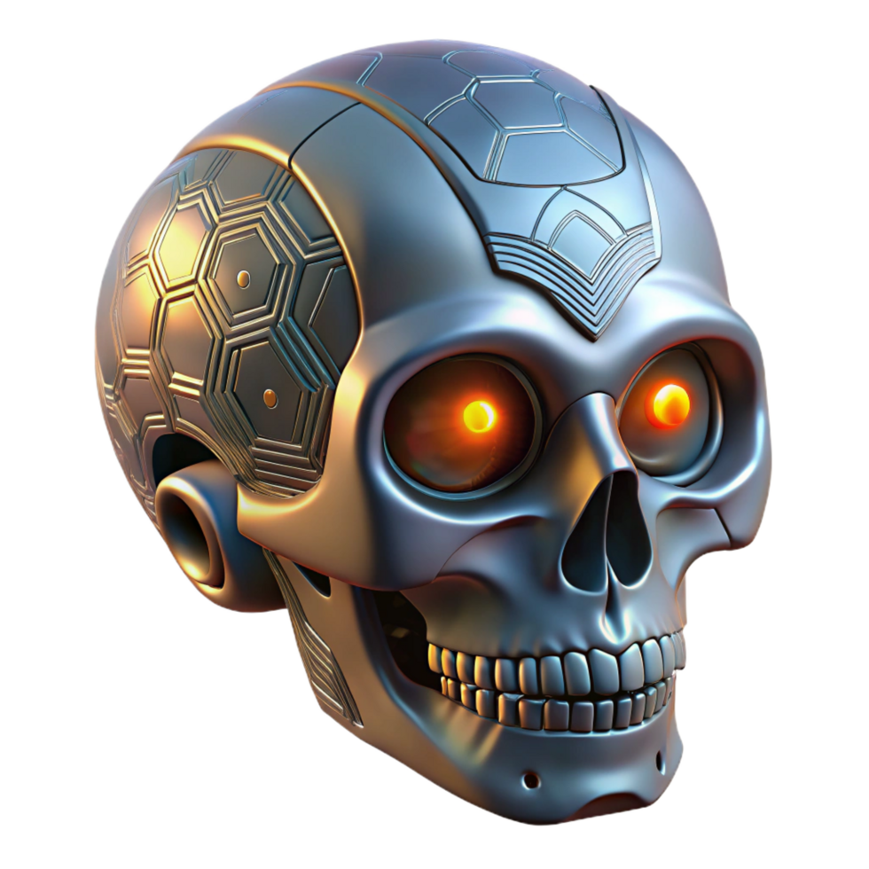 splendid gothic Cybernetic skull with glowing circuitry with Transparent Background artisan png