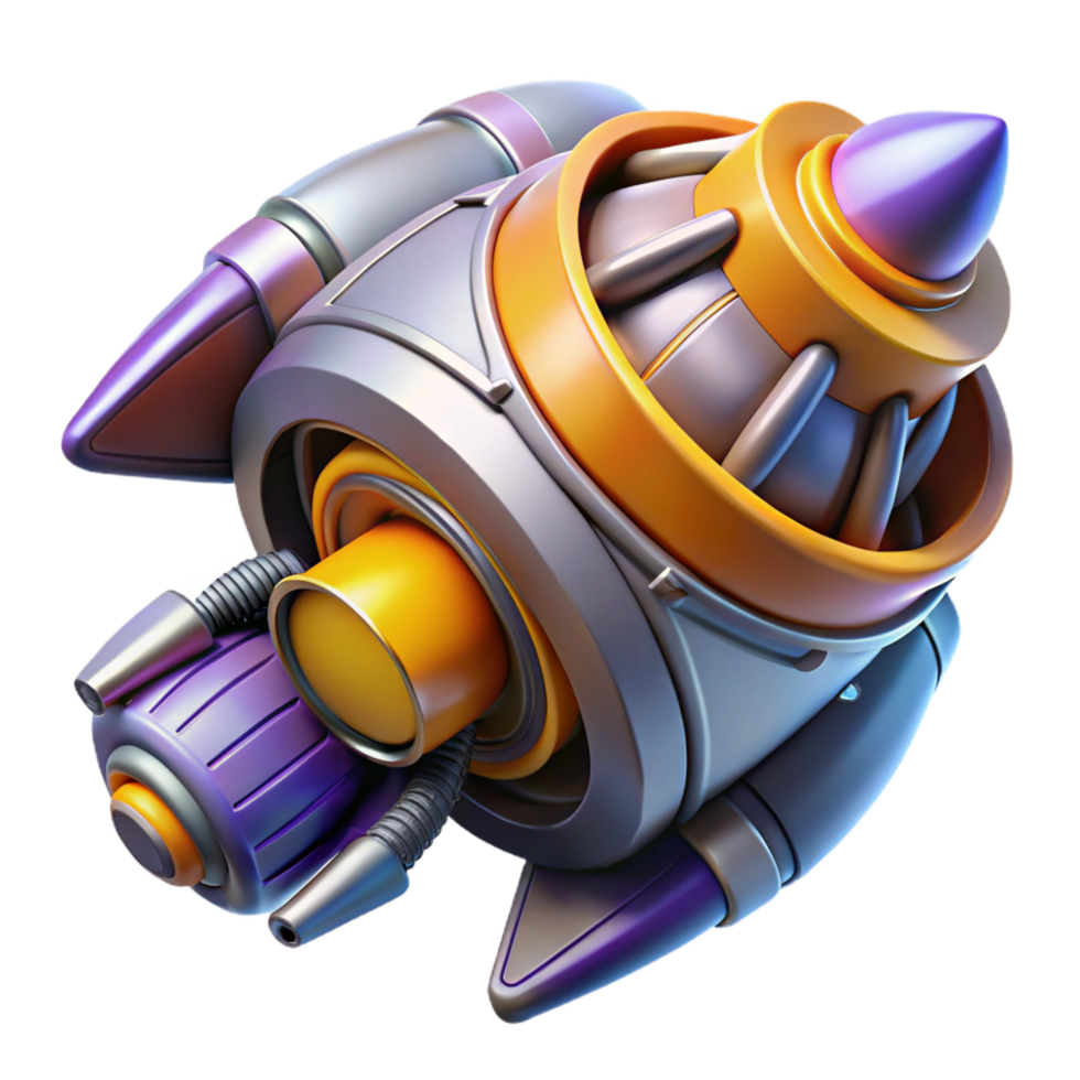 splendid unforgettable Hyper-specific isolated cutout of a futuristic spaceship engine, concept art style professional render with Transparent Background png