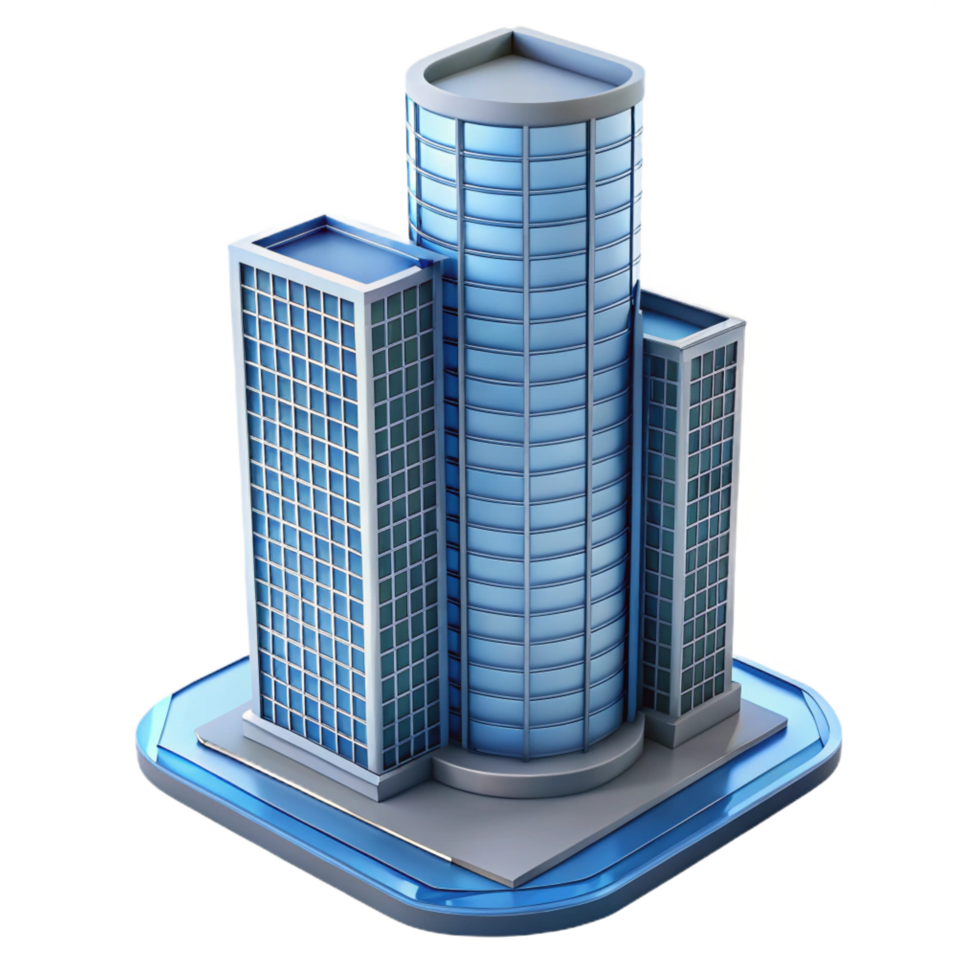 elegant celebrated Modern skyscraper architectural model, with Transparent Background png