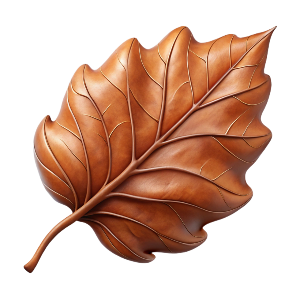 alluring melancholic modern Photorealistic, hyper-specific, isolated cutout of a single, brown, dried leaf, showing intricate vein patterns and brittle texture with Transparent Background flawless png