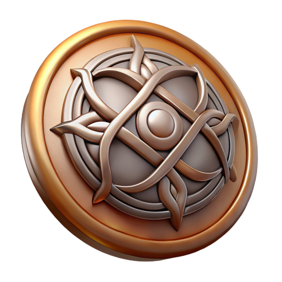 distinctive traditional Concept art style, ultra-detailed, isolated cutout of a single Celtic shield, circular, patterned, hyper-specific with Transparent Background fine detail png