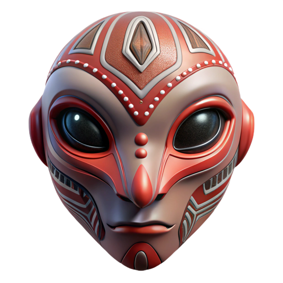romantic wonderful Photorealistic, isolated cutout of a hyper-specific alien mask, intricate tribal markings, ultra-detailed, concept art style with Transparent Background sharp png