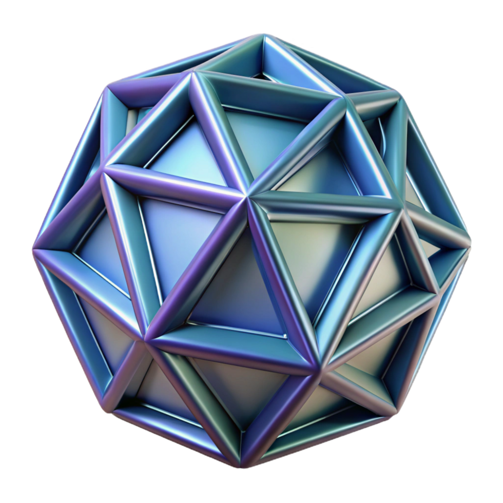 enchanting traditional Professional render, hyper-specific, isolated cutout of a single, geometrically complex polyhedron with Transparent Background 4K png