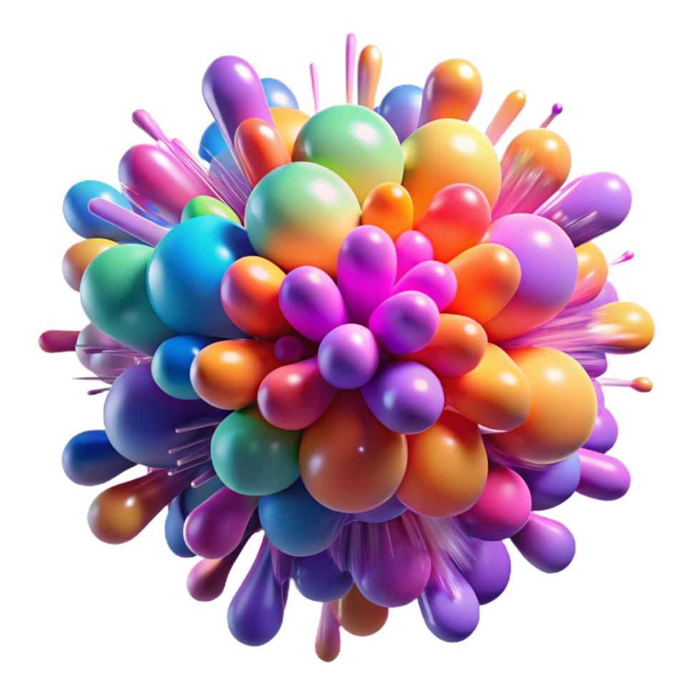 dazzling iconic A dynamic explosion of particles, colorful and energetic with Transparent Background png
