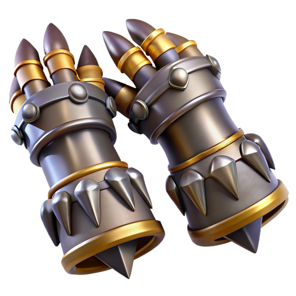 beautiful dynamic avant-garde A stylized, fantasy gauntlets, metallic, clawed fingers with Transparent Background artisan png