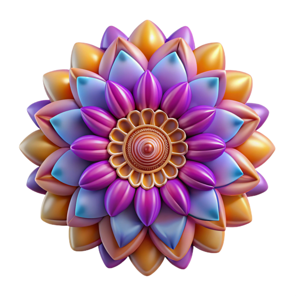 standout baroque Hyper-specific professional render of an isolated, floating, intricate mandala pattern with vibrant colors Isolated cutout with Transparent Background expertly shot png