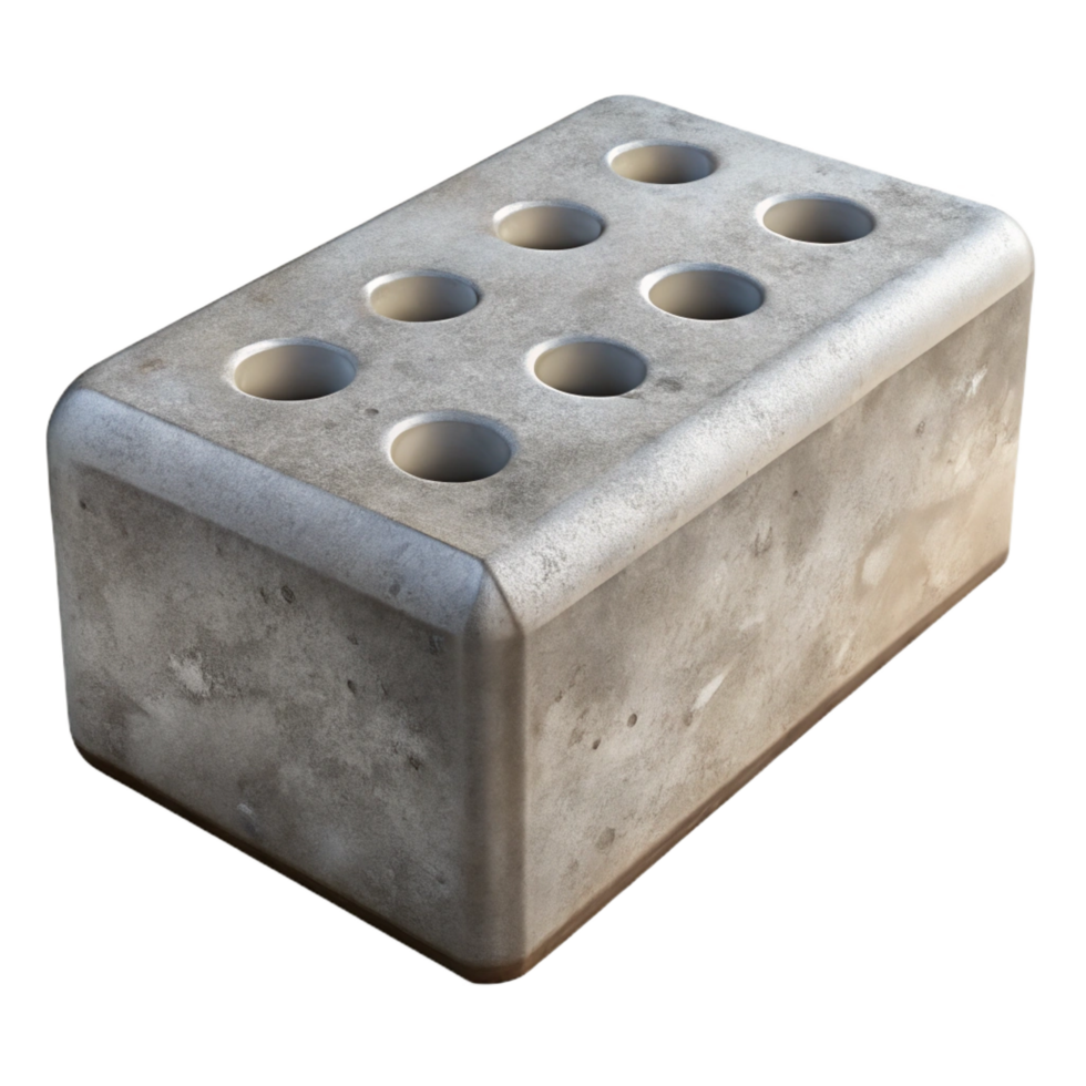splendid reflective traditional Professional render of a hyper-specific, isolated, brutalist style concrete block with Transparent Background authentic png