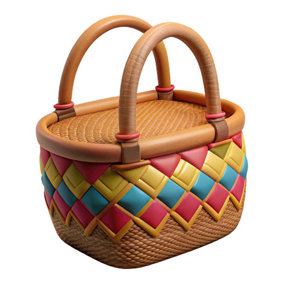 fascinating dynamic abstract Photorealistic, ultra-detailed, isolated cutout, tribal woven bag, natural fibers, colorful patterns with Transparent Background precision png