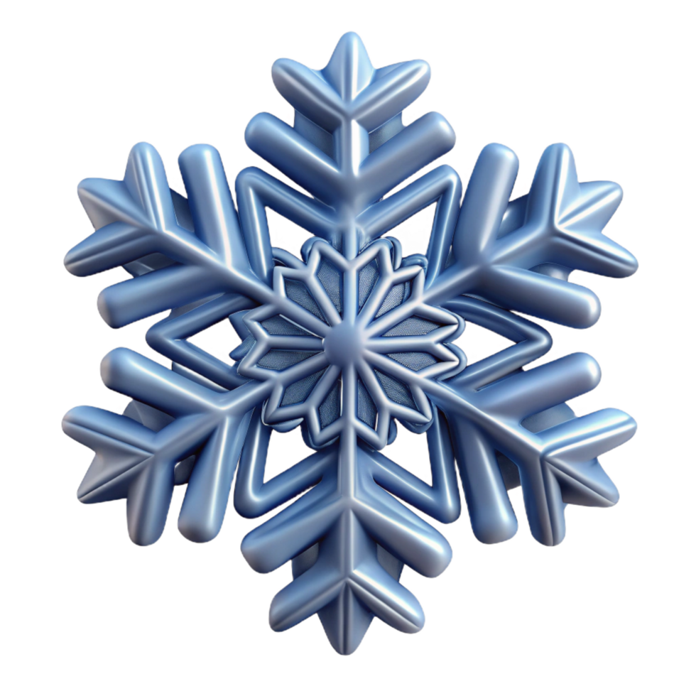 wonderful distinguished Professional render, ultra-detailed, isolated cutout of a single, perfect snowflake, showcasing intricate crystalline structure with Transparent Background png