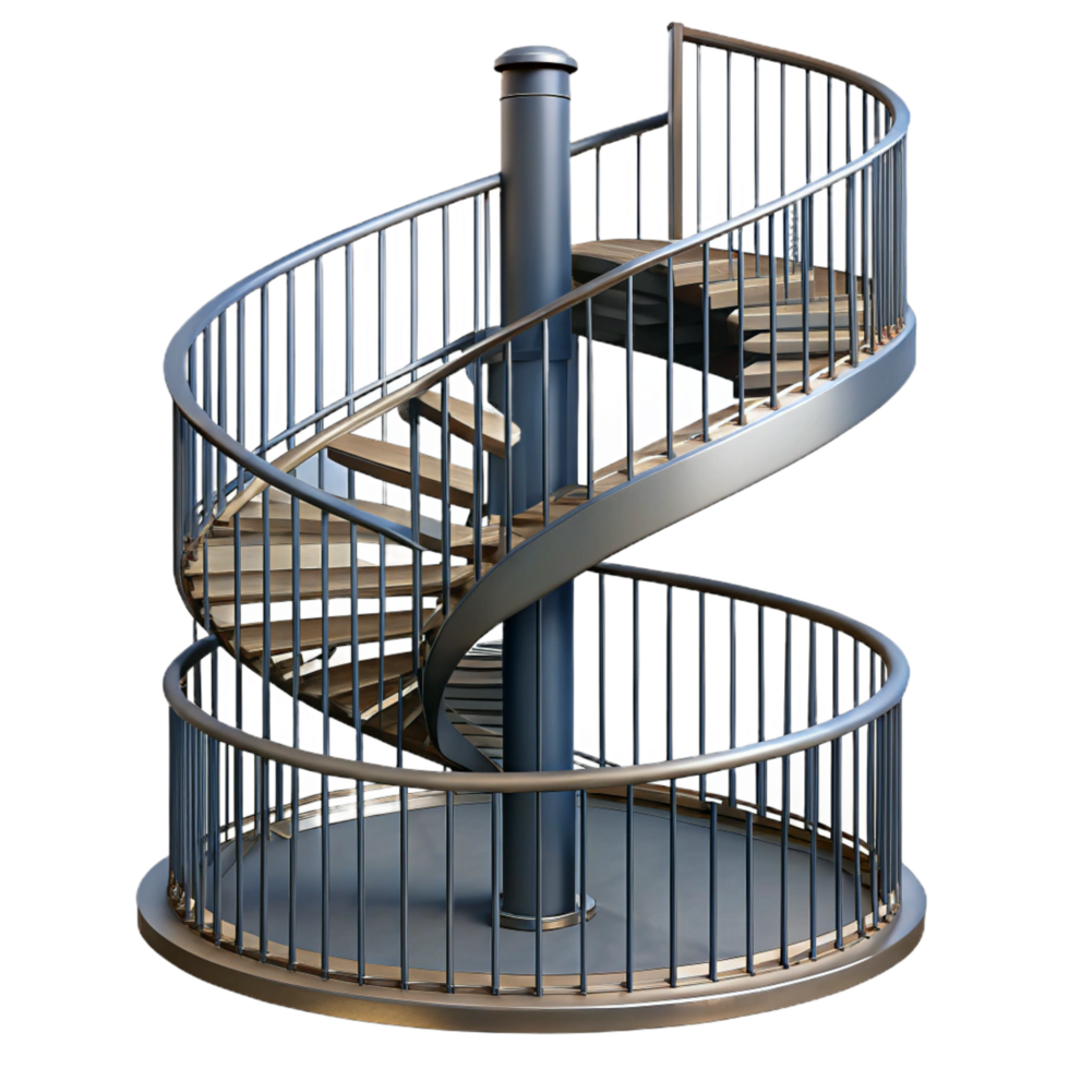 standout victorian Spiral staircase wrought iron railing, with Transparent Background sharp png