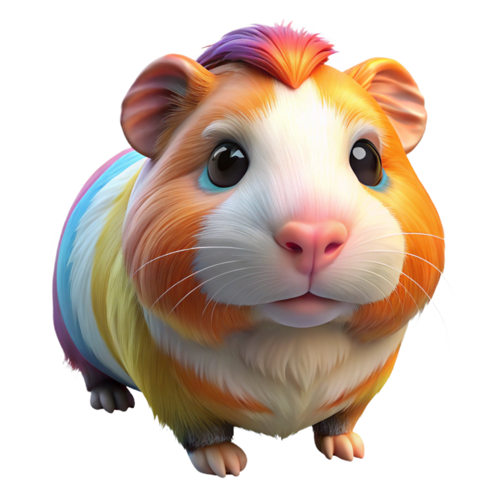 beautiful coastal Guinea pig, Abyssinian, multicolored, curious expression with Transparent Background high resolution png