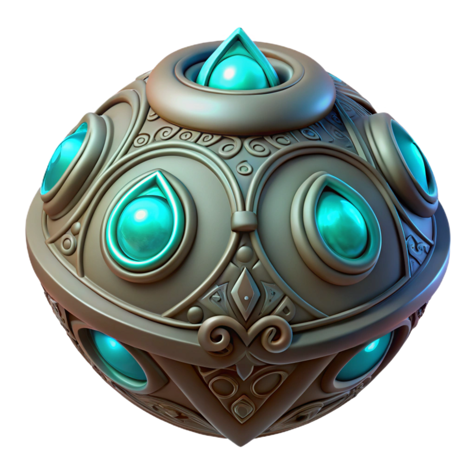 spectacular classic Alien artifact with intricate carvings and glowing symbols with Transparent Background refined png