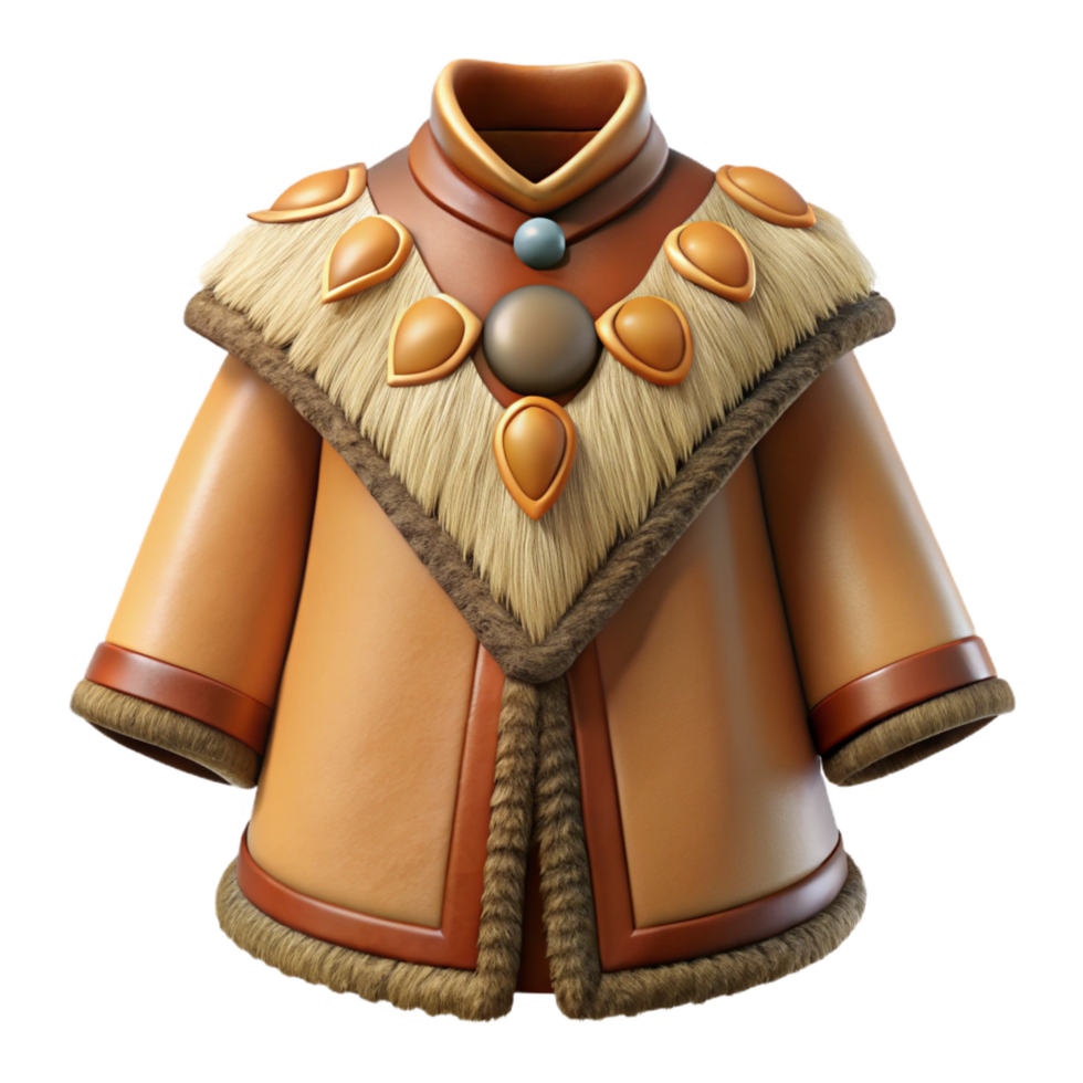 magnificent intense renaissance Hyper-specific professional render of a tribal ceremonial robe made of animal hides genuine png
