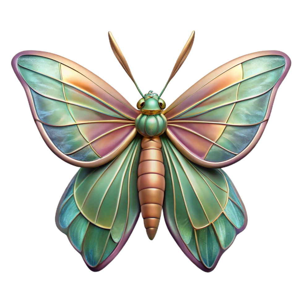 fascinating sought-after Concept art style, isolated cutout of a single, giant, iridescent moth with wings made of dried leaves with Transparent Background png