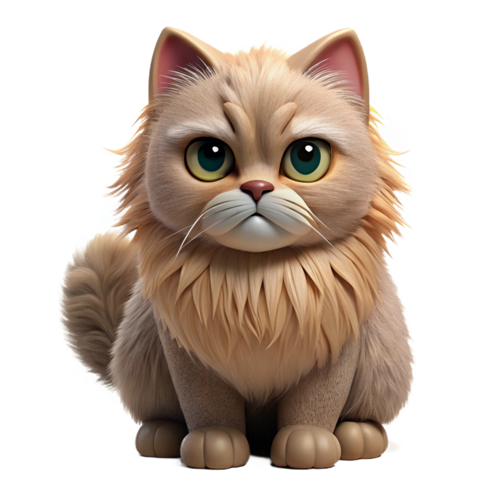 elegant acclaimed A grumpy Persian cat with fluffy fur with Transparent Background png