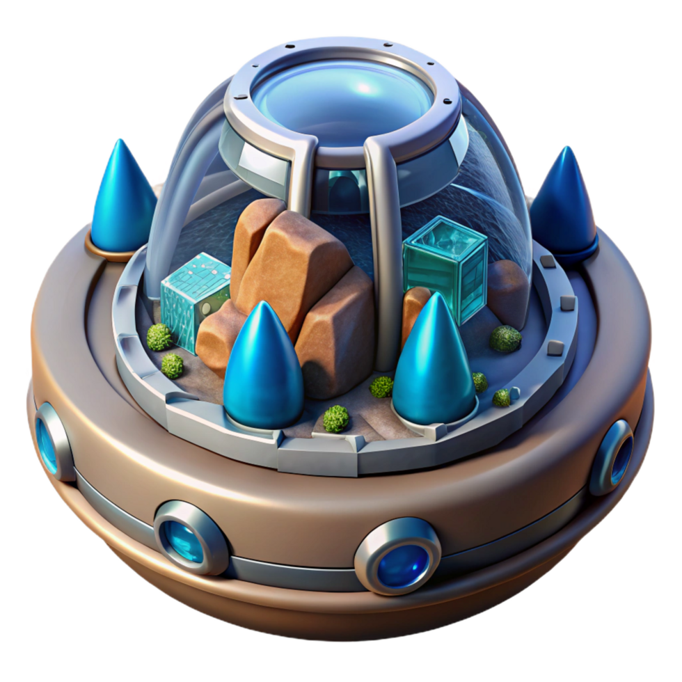 standout baroque Hyper-specific, concept art style isolated cutout of a futuristic terraforming device, ultra-detailed with Transparent Background professional png