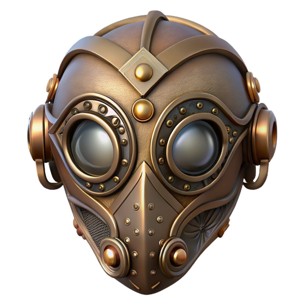 coveted gothic Steampunk mask with intricate filigree and tinted lenses with Transparent Background museum quality png