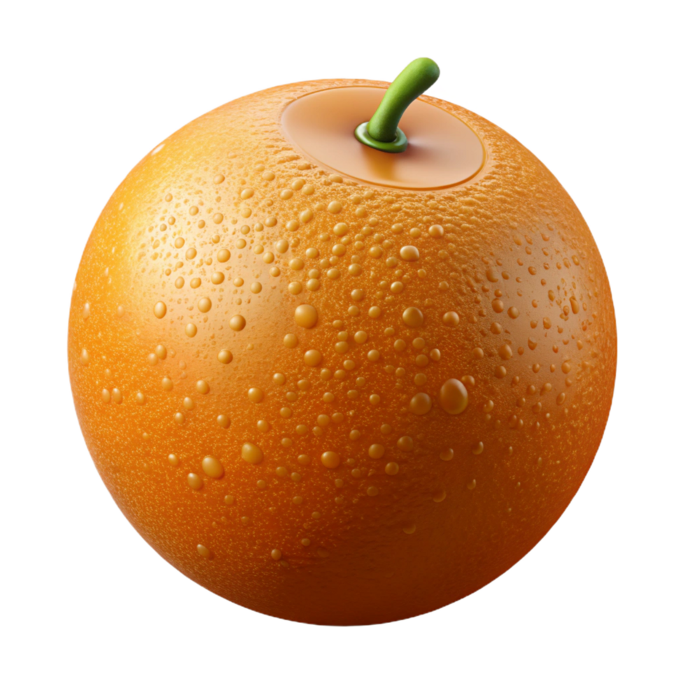 beautiful acclaimed Concept art style, hyper-specific, isolated cutout of a single, ripe, juicy orange, peel texture clearly visible with Transparent Background png