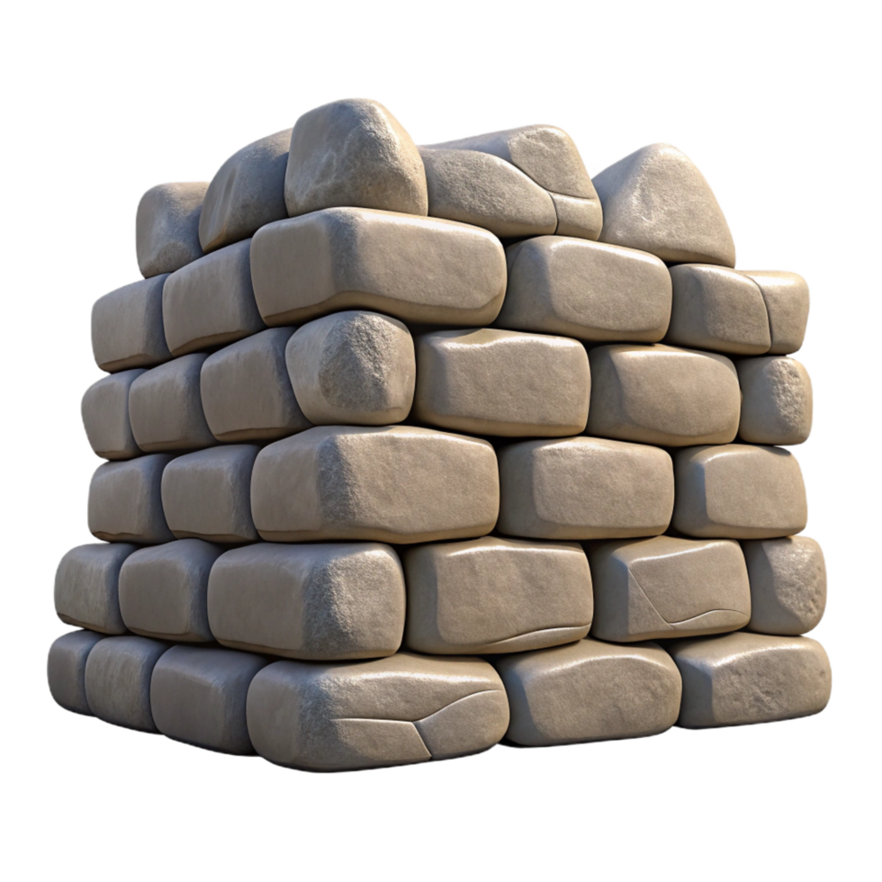 splendid energetic tropical Stone wall, stacked dry stone, with Transparent Background 8K png