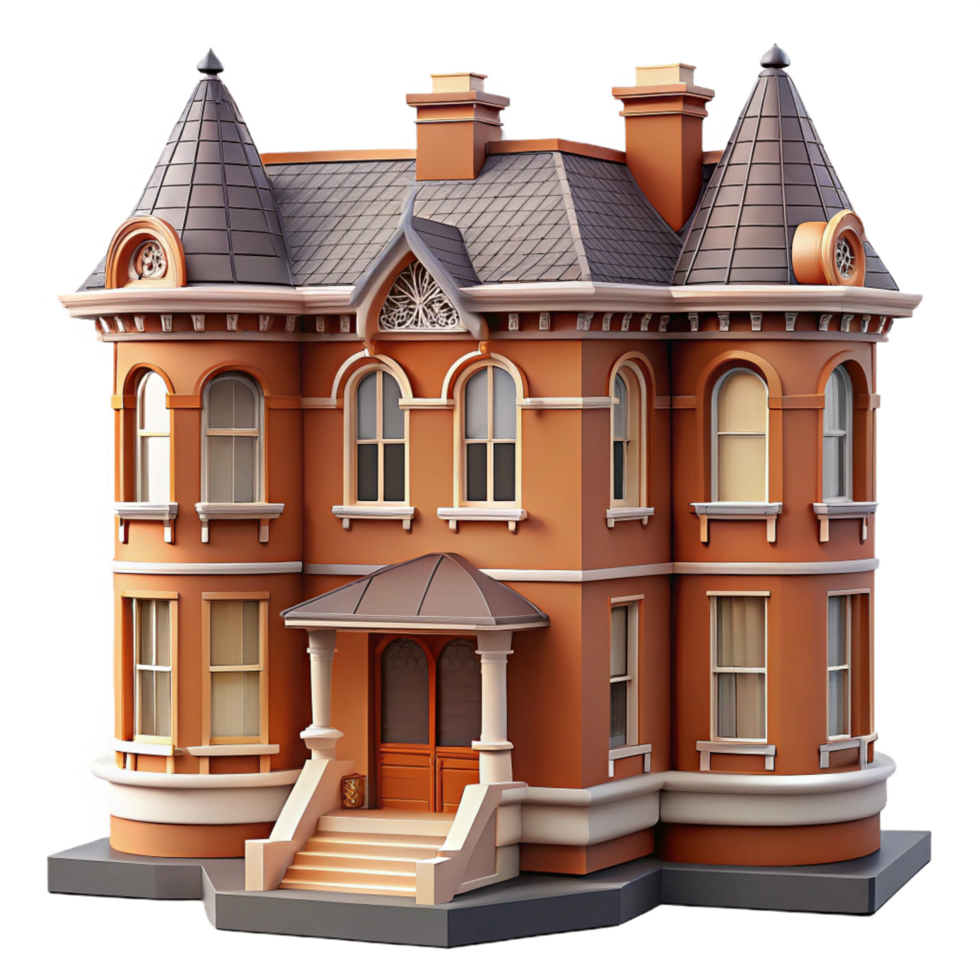 picturesque reflective urban Victorian townhouse facade detail, with Transparent Background sharp png