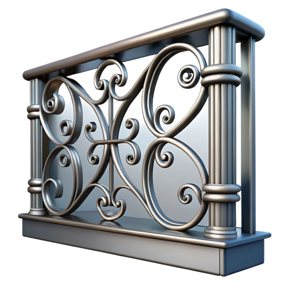 hypnotic dreamy retro Balcony railing intricate metalwork, with Transparent Background professional png