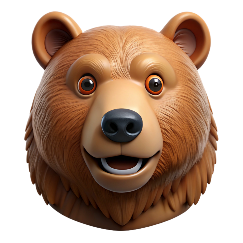 splendid ethereal artistic Grizzly bear, head shot, intense expression, with Transparent Background impeccable png